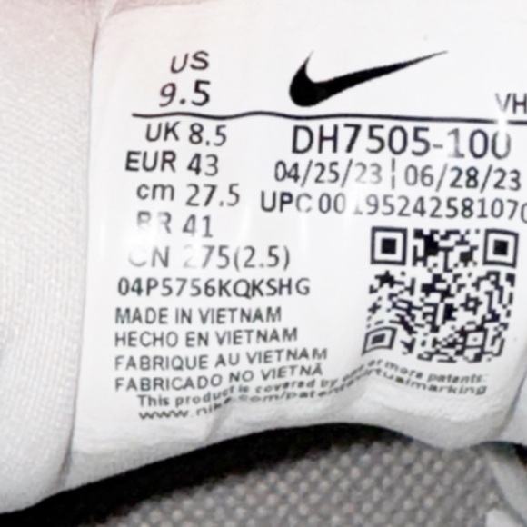 Nike FORCE 58 PREMIUM SB \'TRIPLE WHITE\' Sz 9.5 Men’s Sneakers main image 8